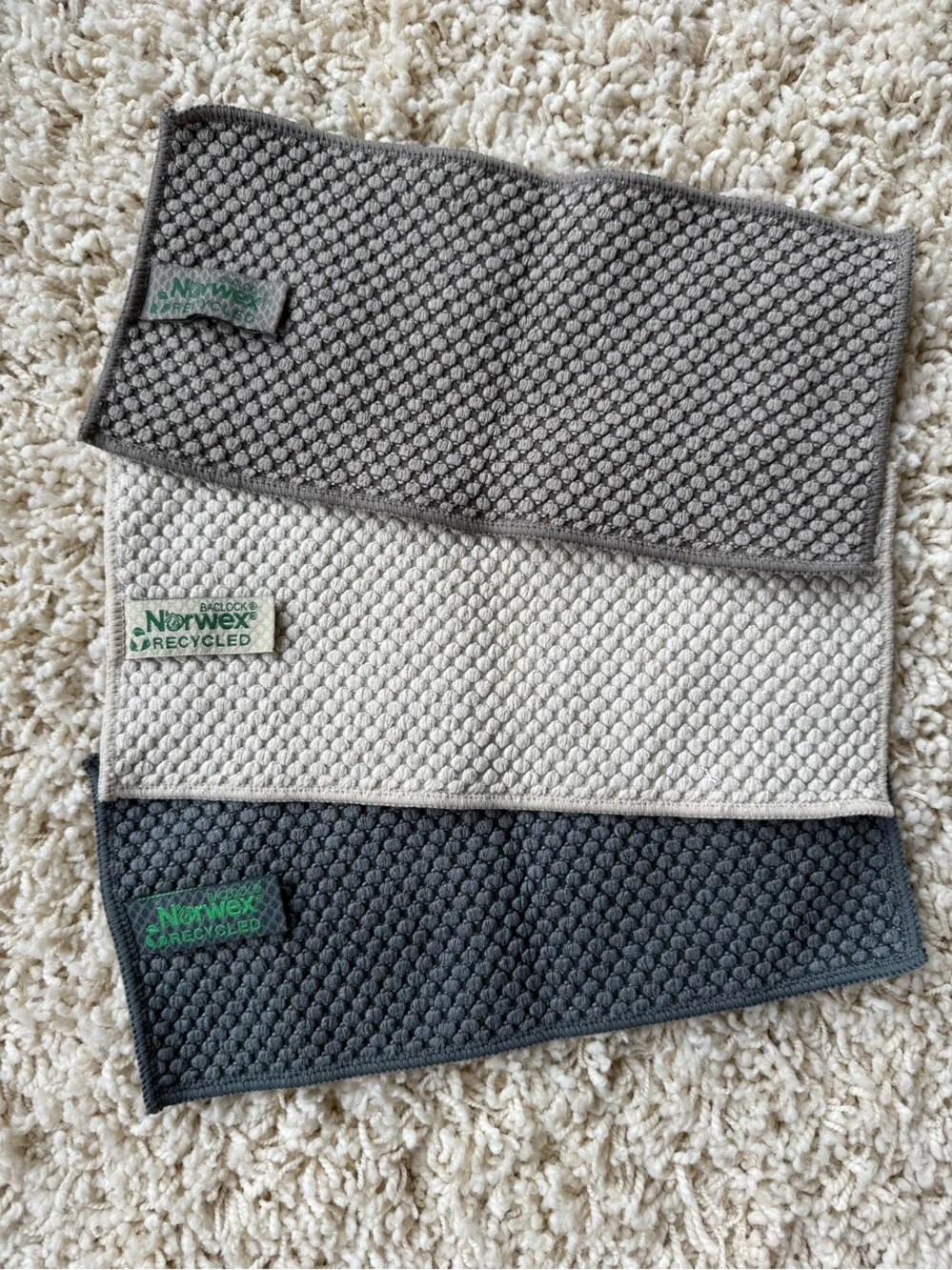 Norwex kitchen counter cloths set of 3 – Gray, Cream, Charcoal